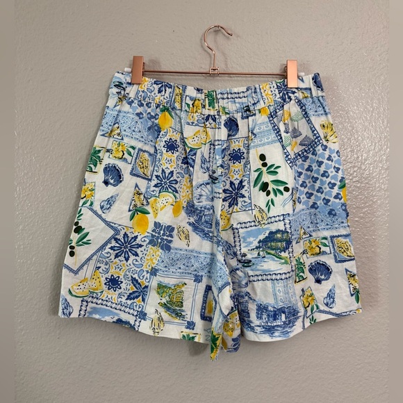 J. Crew Factory Printed elastic-back linen-blend pleated short - Picture 7 of 8